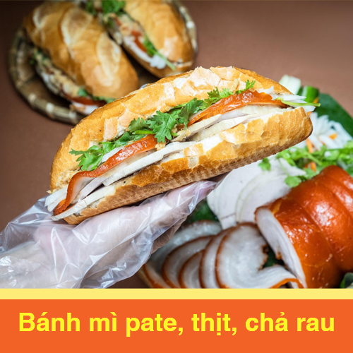 Bánh mì Pate, thịt, chả rau